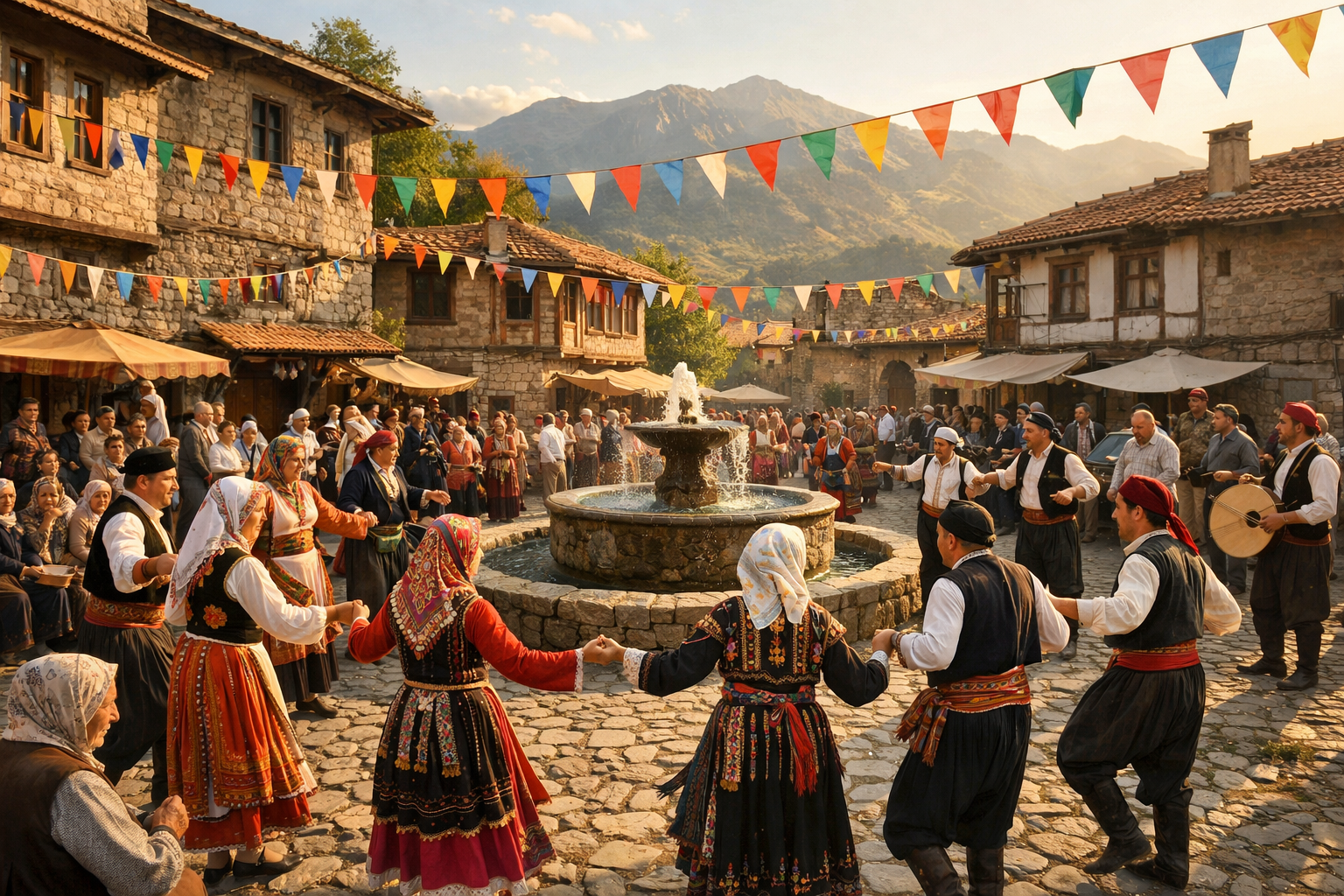 Anadolu kasabasinda senlik meydani gorunumu